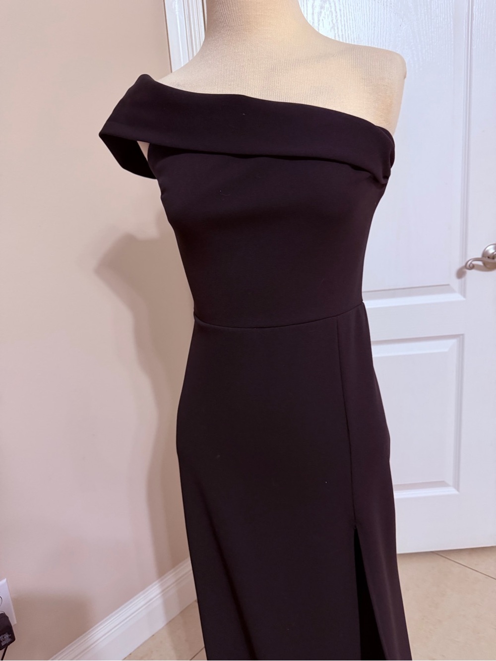 B Darlin One-Shoulder Black Evening Gown
